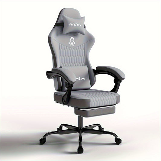 Gamingstoel – Gamestoel – Gaming Chair – Bureaustoel – Game Stoel – Ergonomisch Design – Verstelbare Rugleuning en Voetensteun – Geschikt Voor Harde Vloeren
