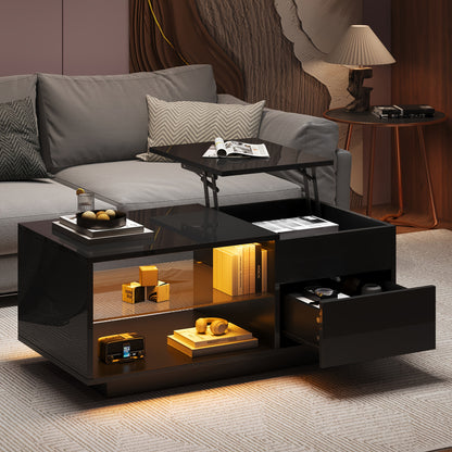 Sofa Tafel – Salontafel – Bijzettafel – Sidetable – Eettafel – Hoogte Verstelbaar – Metalen Frame & Opberglade