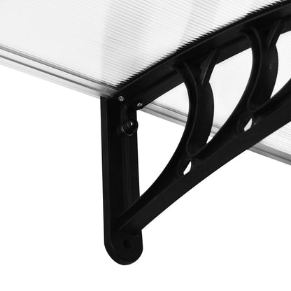 Deurzonwering – Deurluifel – Voordeurkap – Overkapping – Zonwering – Transparant Polycarbonaat Dak – Zwart Aluminium Frame – 75x195x23 cm – UV- en Regenbestendig – Eenvoudige Montage