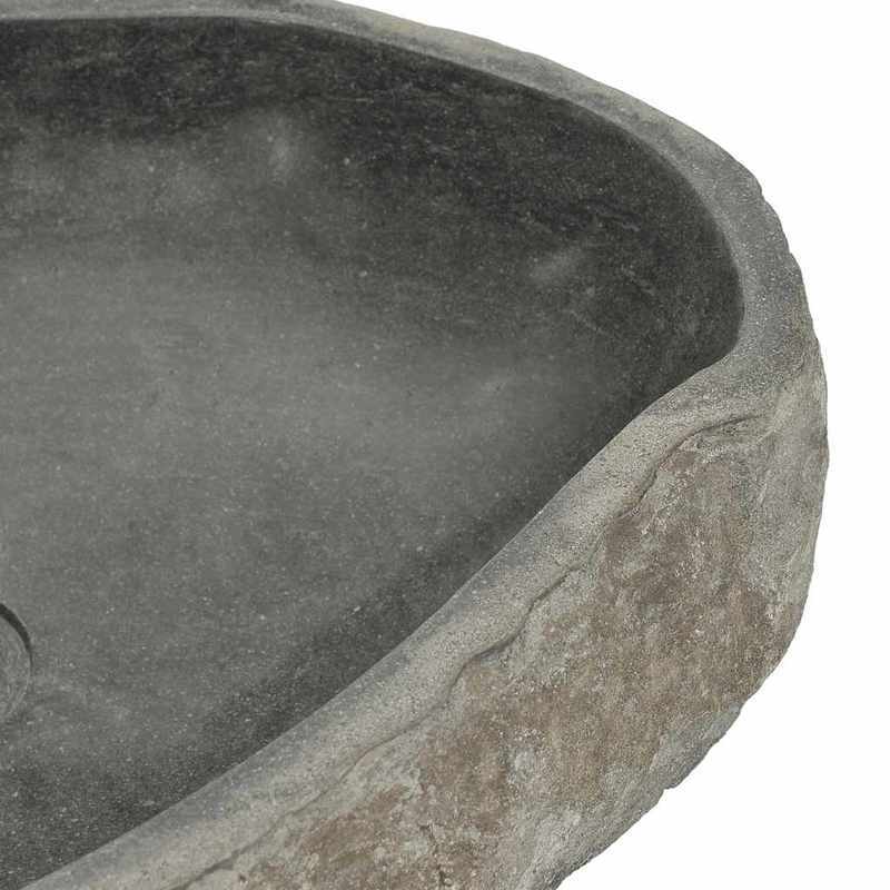 Badkom – Waskom – Fontein – Wastafel – Lavabo – Ovaal River Stone Design – Afmeting (45-53)x(34-41) Cm – Stijlvol Anthraciet