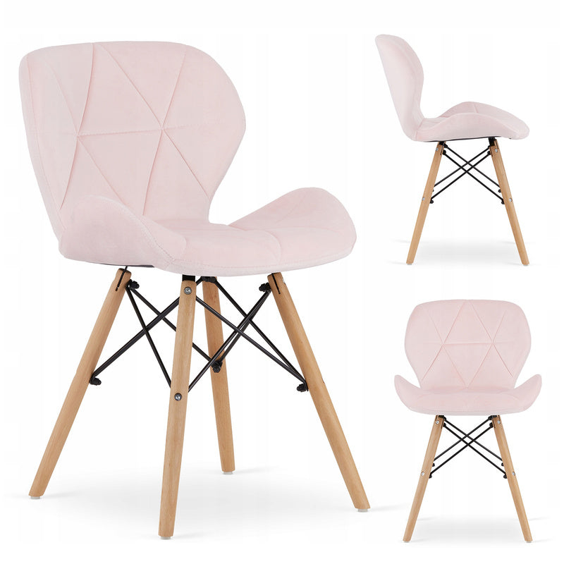 Stoel – Eetkamerstoel – Bureaustoel – Fauteuil – Kuipstoel – Velvet Bekleding – Houten Beukenpoten – 48x43x74 cm – Zithoogte 45 cm