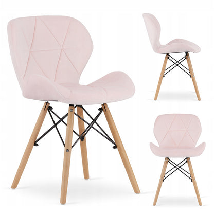Stoel – Eetkamerstoel – Bureaustoel – Fauteuil – Kuipstoel – Velvet Bekleding – Houten Beukenpoten – 48x43x74 cm – Zithoogte 45 cm