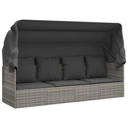 Loungebed – Loungestoel – Zonnebed – Ligbed – Verstelbare Canopy – Poly Rattan – Gepoedercoat Stalen Frame