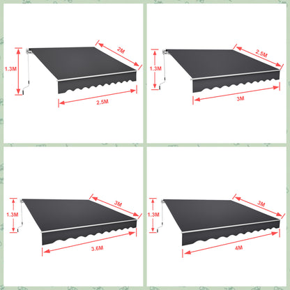 Knikarmzonwering – Zonnescherm – Uitvalscherm – Luifel – Knikluifel – 400x300 cm – Aluminium Frame – Handmatige Bediening – Water- en UV-Bestendig Polyester