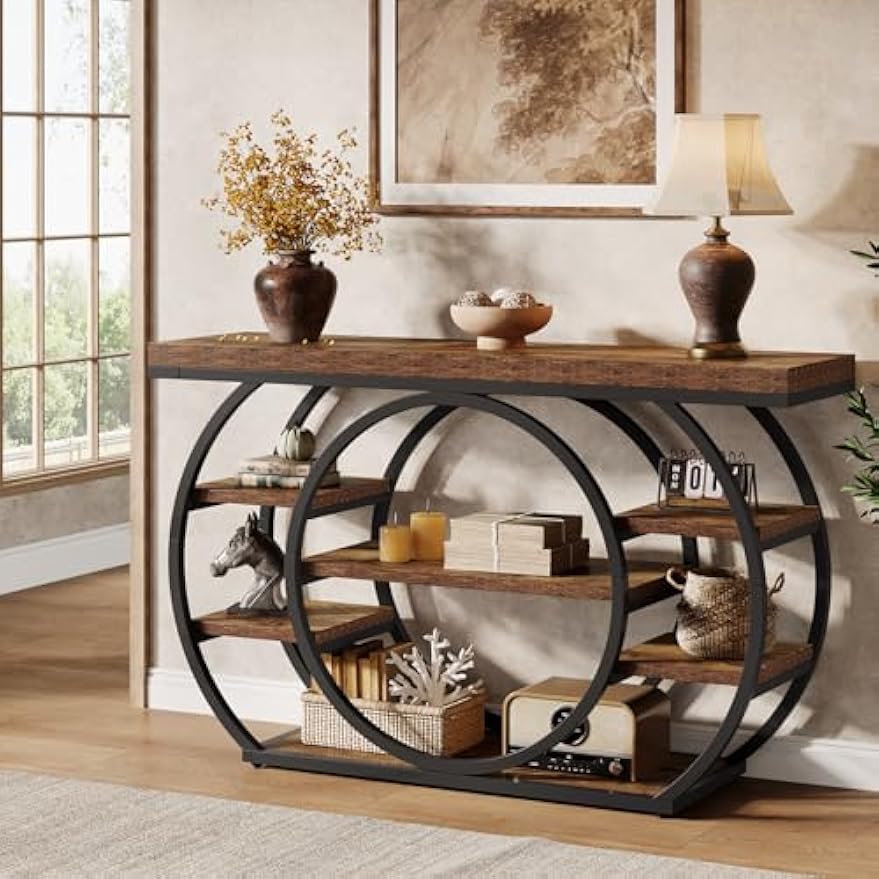 Vintage Boekenkast – Boekplank – Opbergkast – Vakkenkast – Openkast – Industrieel Design – 180 cm Hoog – 5 Ruime Planken – Warme Eikenhoutafwerking