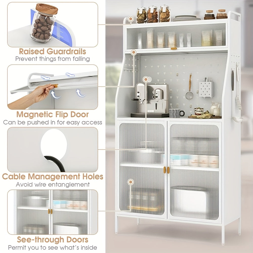 Keukenkast – Keukenkast Staand – Opbergkast – Hoge Kast – Pantrykast – Met Wielen En Verstelbare Poten – 66x36x160 cm – Met Werkblad