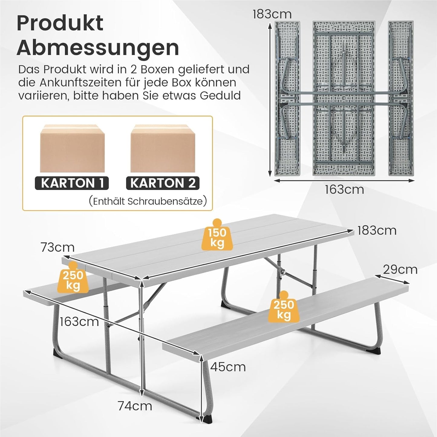 Biertafeltje – Biertafel – Bierbank – Biertafelset – Biertentset – Inklapbaar – HDPE Tafelblad – Parasolhouder