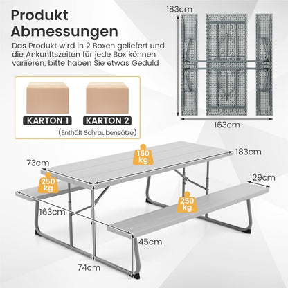 Biertafeltje – Biertafel – Bierbank – Biertafelset – Biertentset – Inklapbaar – HDPE Tafelblad – Parasolhouder