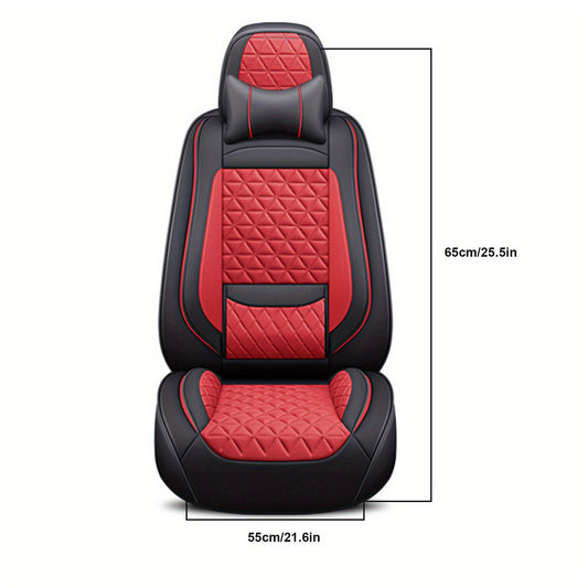 Autostoelhoezen – Stoelhoezen Auto – Autostoelbekleding – Autohoesset – Kunstleren Autostoelhoezen Zwart Rood – Ademend & Anti-Slip – Universele Pasvorm voor Sedans en SUV’s