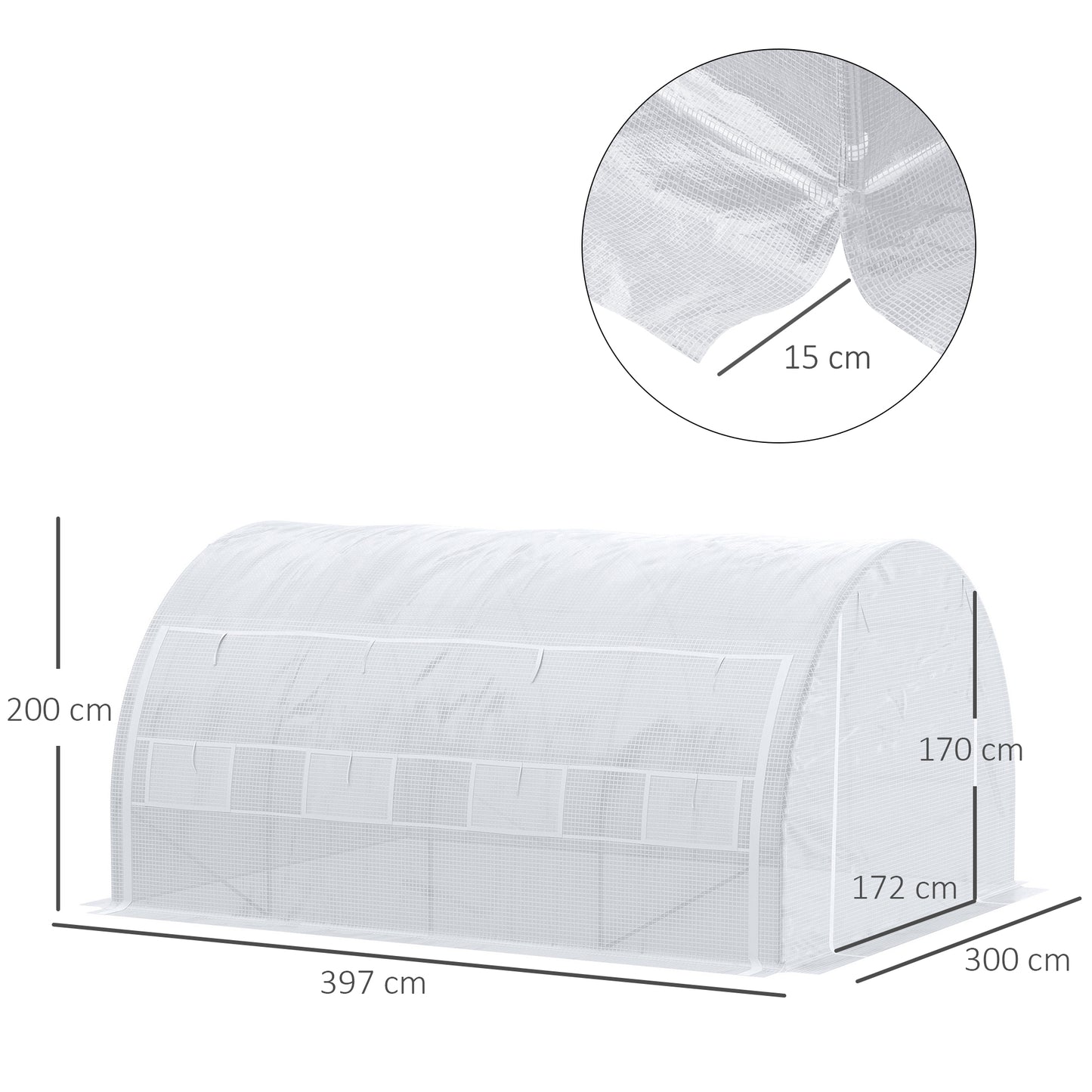 Tunnelkas – Serre – Kweekkas – Groentetunnel – Tuinkas Zwart – 12 m² – Gegalvaniseerd Stalen Frame – UV-Bescherming PE Afdekhoes