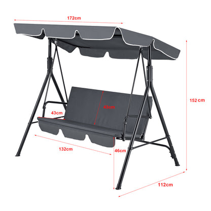 Tuinschommelbank – Schommelbank – Hollywoodschommel – Verandaschommel – Hangbank – 3-Zits – Gepoedercoat Staal – Waterafstotende Polyester Bekleding