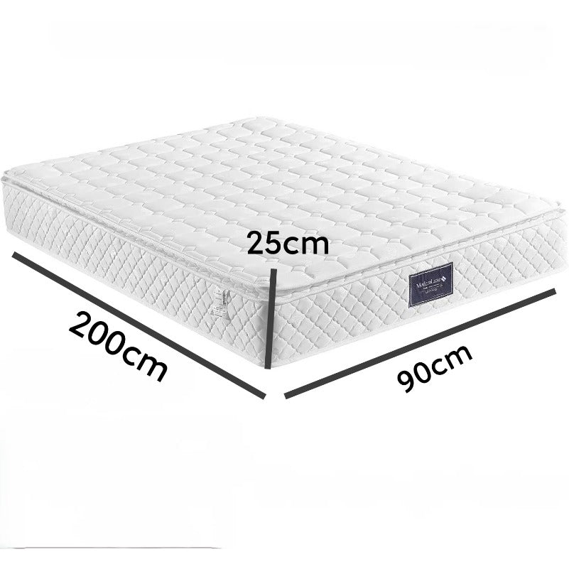 Pocketvering Matras – 7-Zone Matras – Eenpersoonsmatras – Traagschuim Matras – Comfortmatras – 90x200x25 cm – Golfvormige Traagschuimlaag – H3 Stevigheidsniveau