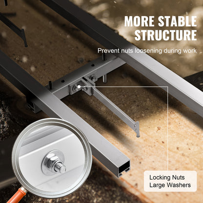 railsysteem slijptol – geleidingsrail zaagsysteem – kettingzaag geleiderail – houtzaag geleidingssysteem – zaagmal rail – aluminium constructie – 274 cm lengte – verstelbaar en stabiel