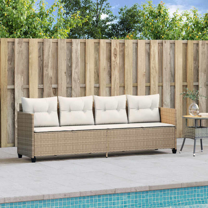 Ligstoel – Ligbed – Tuinstoel – Zonnebed – Poly Rattan Ligstoel Beige – Ergonomisch Design – Carbonstaal Frame