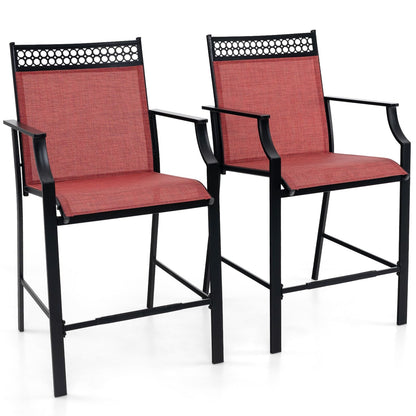 Tuinstoelen – Terrasstoelen – Balkonstoelen – Hoge Stoelen – Ligstoelen – Metalen Frame – Sneldrogende Ademend Zitting – Max. 180 kg Belastbaar – Rood