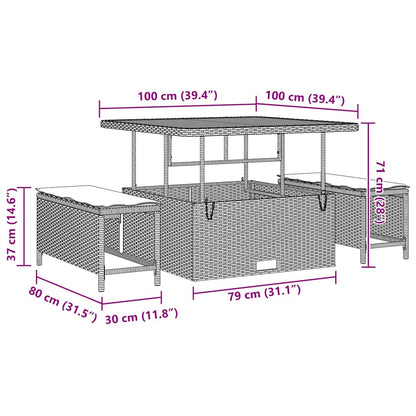 Tuinbank – Buitenbank – Loungeset – Tuinmeubel – Poly Rattan – Modulaire Opstelling – UV-Bestendig – Beige Met Kussens