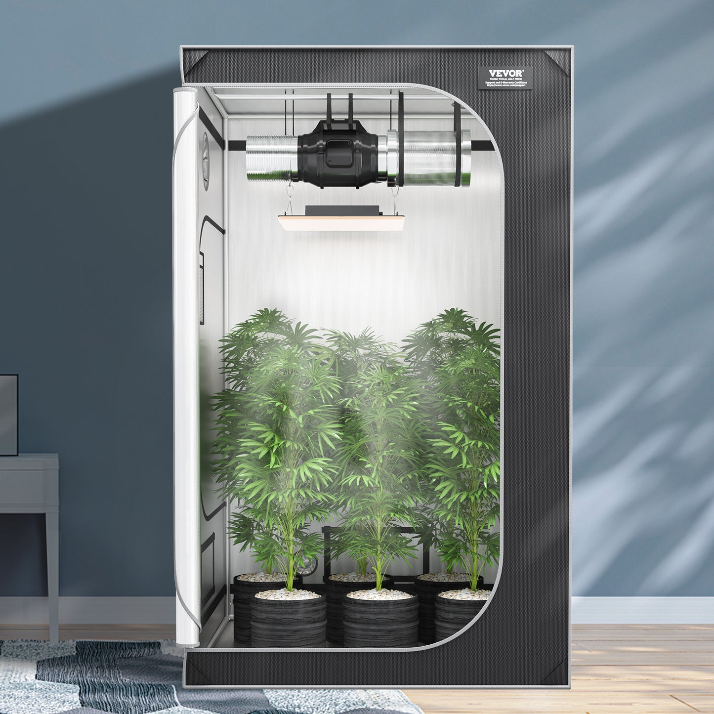 Kweektent – Growtent – Growbox – Kweekkast – Binnenkweek – 48x48x80 inch – 2000D Oxford Stof – 100% Reflecterend Mylar Uiterlijk