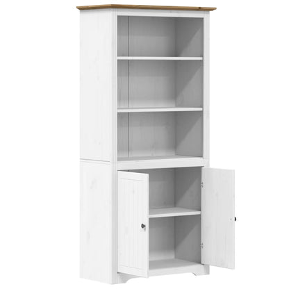 Boekenkast – Boekenkastje – Boekenplank – Opbergkast – Vakkenkast – Massief Dennenhout – 3 Open Planken & 2 Deuren – Warm Bruine Kleur