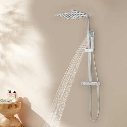 Douchekop – Regendouche – Hoofddouche – Handdouche – Doucheset – Thermostatisch – 30 cm Vierkant – Messing & Roestvrij Staal – Constante Watertemperatuur – Compacte Wandmontage
