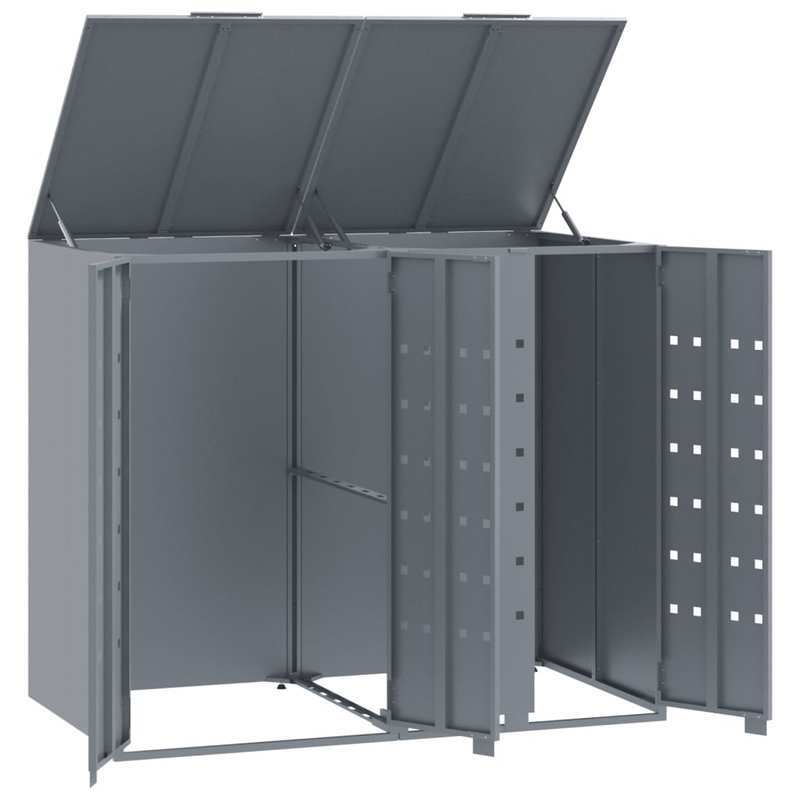 Afvalbak – Vuilnisbak – Containers – Afvalcontainer – Buitenbak – Staal Met Wielen – Ventilatie En Sluitingen – Grijs 138x79x117 cm