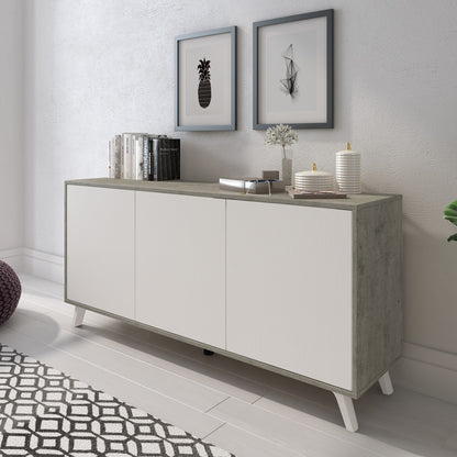 Dabello Sideboard, Kitchen Buffet, Design Living Room Cabinet, Modern 3-Door Sideboard with Shelves, 154x40x75 cm, Available in 6 Colors