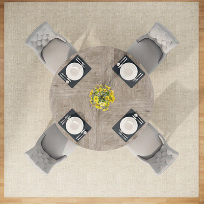 Eetkamertafel – Eettafel – Keukentafel – Ronde Tafel – Tafel – 120 cm Rond – Massief Houten Tafelblad – Grijs