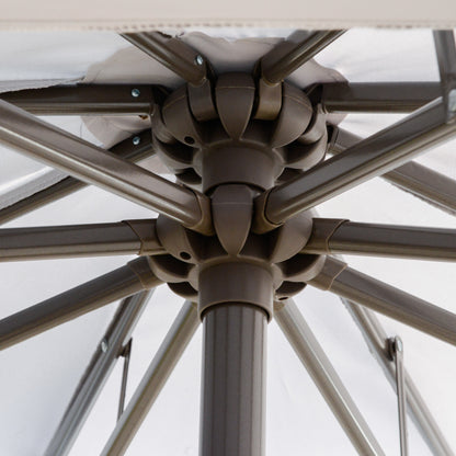 Parasol – Stokparasol – Zweefparasol – Buitenparasol – Terrasparasol – Extra Groot Ø2,67 m – Dubbele Kap & Stalen Frame – Lichtgrijs
