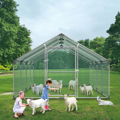 Kippenhok – Kippenren – Pluimveehok – Dierenren – Gevogeltehok – 3x6x2 m – Gegalvaniseerd Stalen Frame – UV-Bestendig PE-Zonnescherm