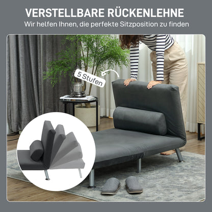 Inklapbare Relaxstoel – Vouwstoel – Ligstoel – Relaxbed – Zitbed – Donkergrijs Velvet – Verstelbare Rugleuning – Compact Opvouwbaar