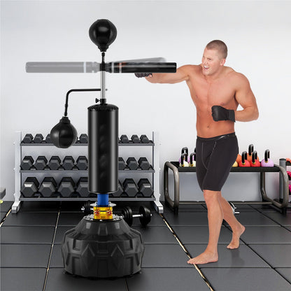 Bokszak – Staande Bokszak – Boksbal – Bokspaal – Kickboks Zak – Verstelbaar 168-201 cm – 360° Reflexstok met 2 Speedballs