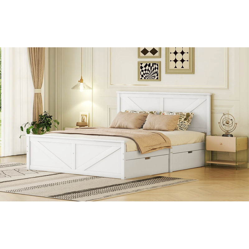 = WX000406AAA1 160X200 Simple Wooden Spray Bed with Four Drawers White
