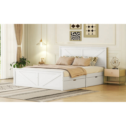 = WX000406AAA1 160X200 Simple Wooden Spray Bed with Four Drawers White