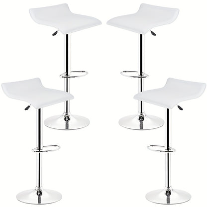 Barstoel – Barkruk – Barkrukken – Barstoelenset – Bistrostoel – Set Van 4 – Verstelbare Zithoogte – Vegan Kunstleer Wit