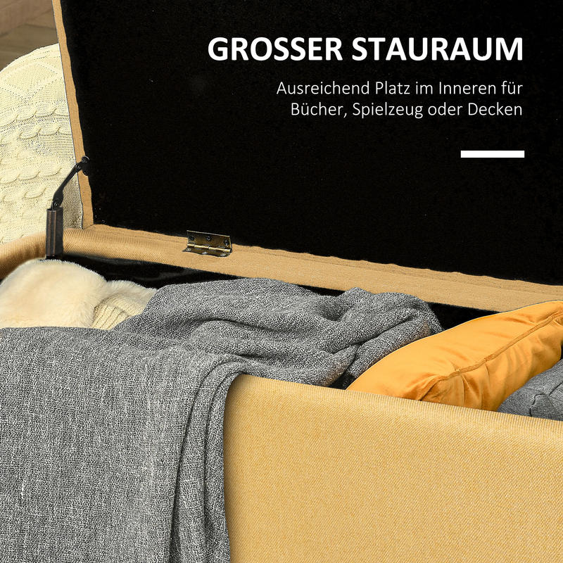 Gele Stoffen Bank – Zitbank – Ottoman – Bankje – Halbank – Linnen Look – Draagkracht 150 Kg – Afmetingen 101x38,5x44,5 cm