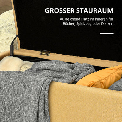 Gele Stoffen Bank – Zitbank – Ottoman – Bankje – Halbank – Linnen Look – Draagkracht 150 Kg – Afmetingen 101x38,5x44,5 cm