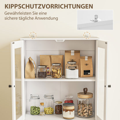 Keukenkast – Kast – Opbergmeubel – Dressoir – Ladekast – Wit – Glazen Deuren – Melamine Afwerking – Elektriciteitsvrij