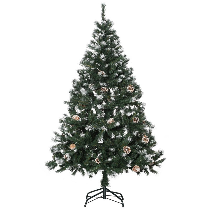 Kunstkerstboom – Nepboom – Kunstkerstboom Met Dennentakken – Kerstversiering – Kerstboom 150 cm – 676 Takken Tips – Vuurvast En Sneeuw Geblakerd