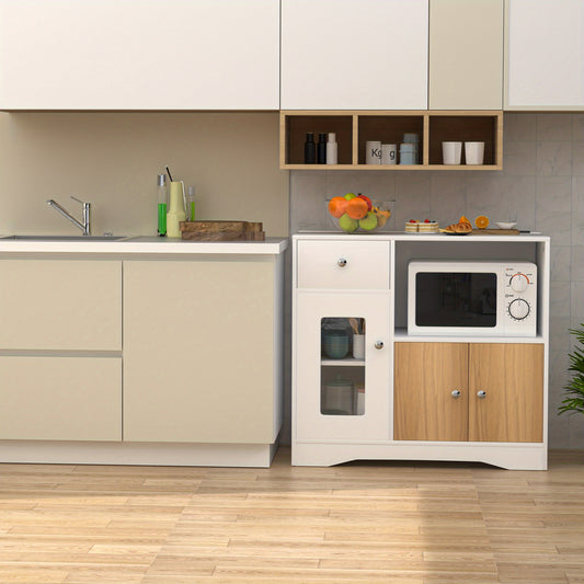 Multifunctionele Opbergkast – Opbergmeubel – Dressoir – Kast – Halmeubel – Wit – 83x40x80 cm – 1 Lade & 3 Deuren – Verstelbare Planken