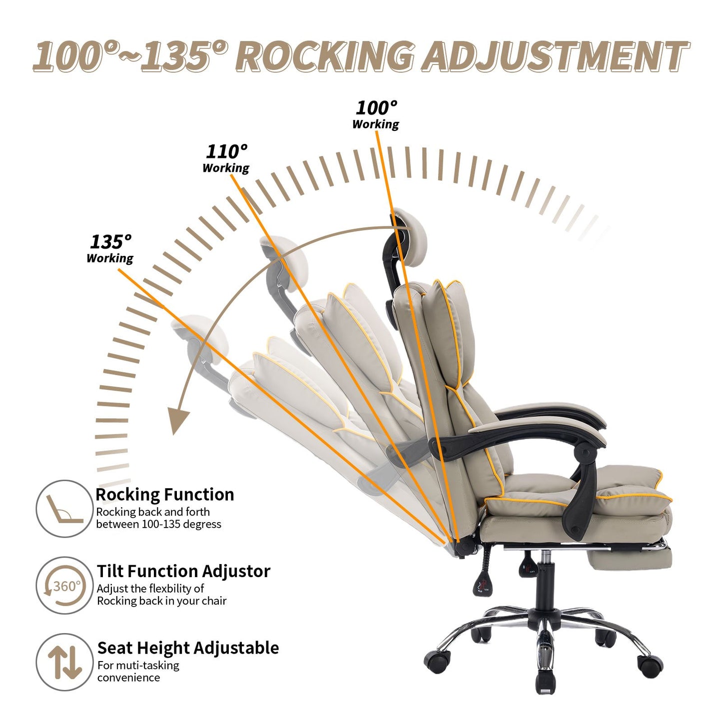 Executive Office Chair with Foot Rest High Back Office Chair Computer Gaming Chairs Black