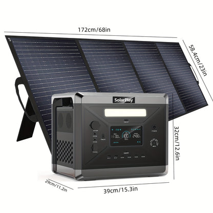 Powerstation – Draagbare Generator – Mobiele Stroomvoorziening – Powerbank – Krachtcentrale – 2400W Piekvermogen – 2160Wh Capaciteit met 200W Zonnepaneel