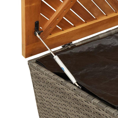 Opbergbox Tuin – Tuinkussenbox – Tuinbox – Tuinkist – Tuinopbergkast – Extra Lang – Geweven Hars Met Acaciahout – Ruim Met Uitneembare Waterbestendige Tas