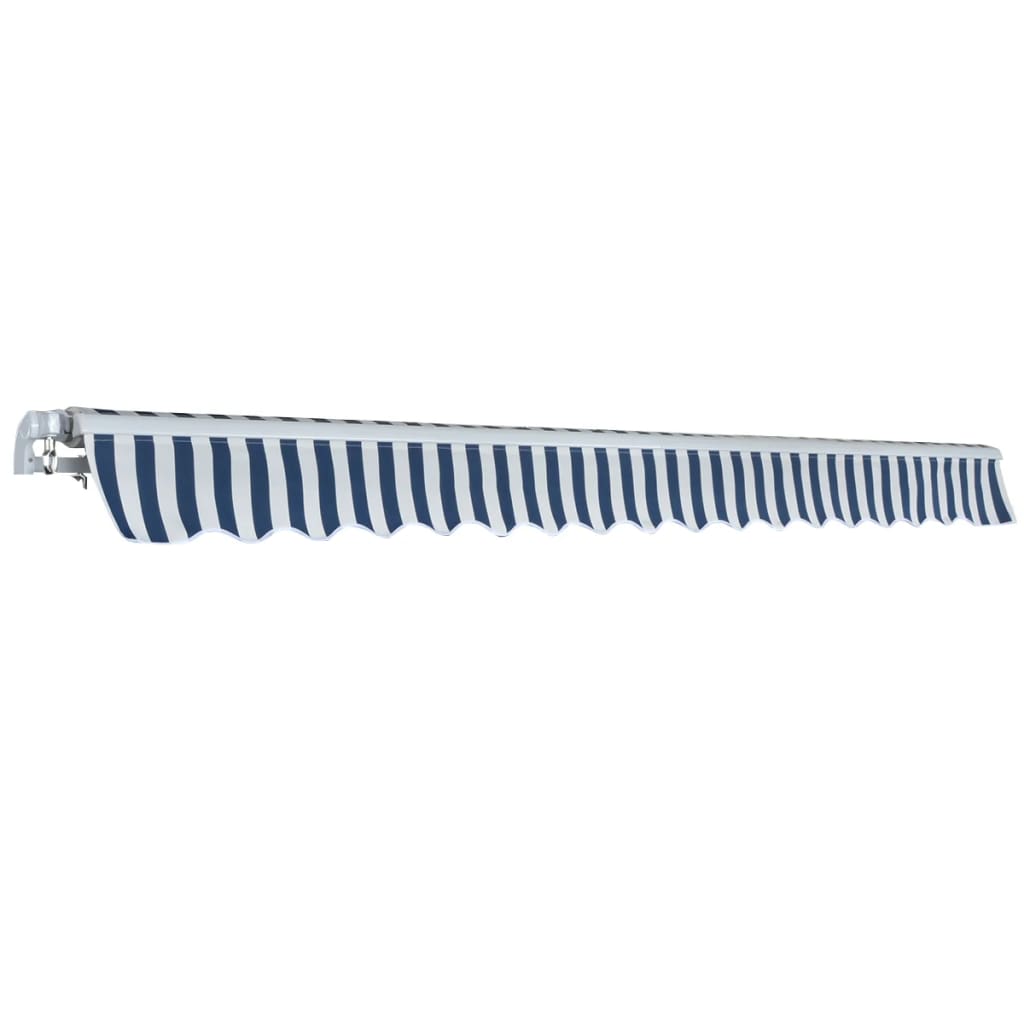 Uitschuifbare Zonwering – Knikarmscherm – Terraszonwering – Balkonzonwering – Schaduwdoek – 400 cm Breed – Waterafstotend Polyester – Stevig Aluminium Frame - Blauw en Wit