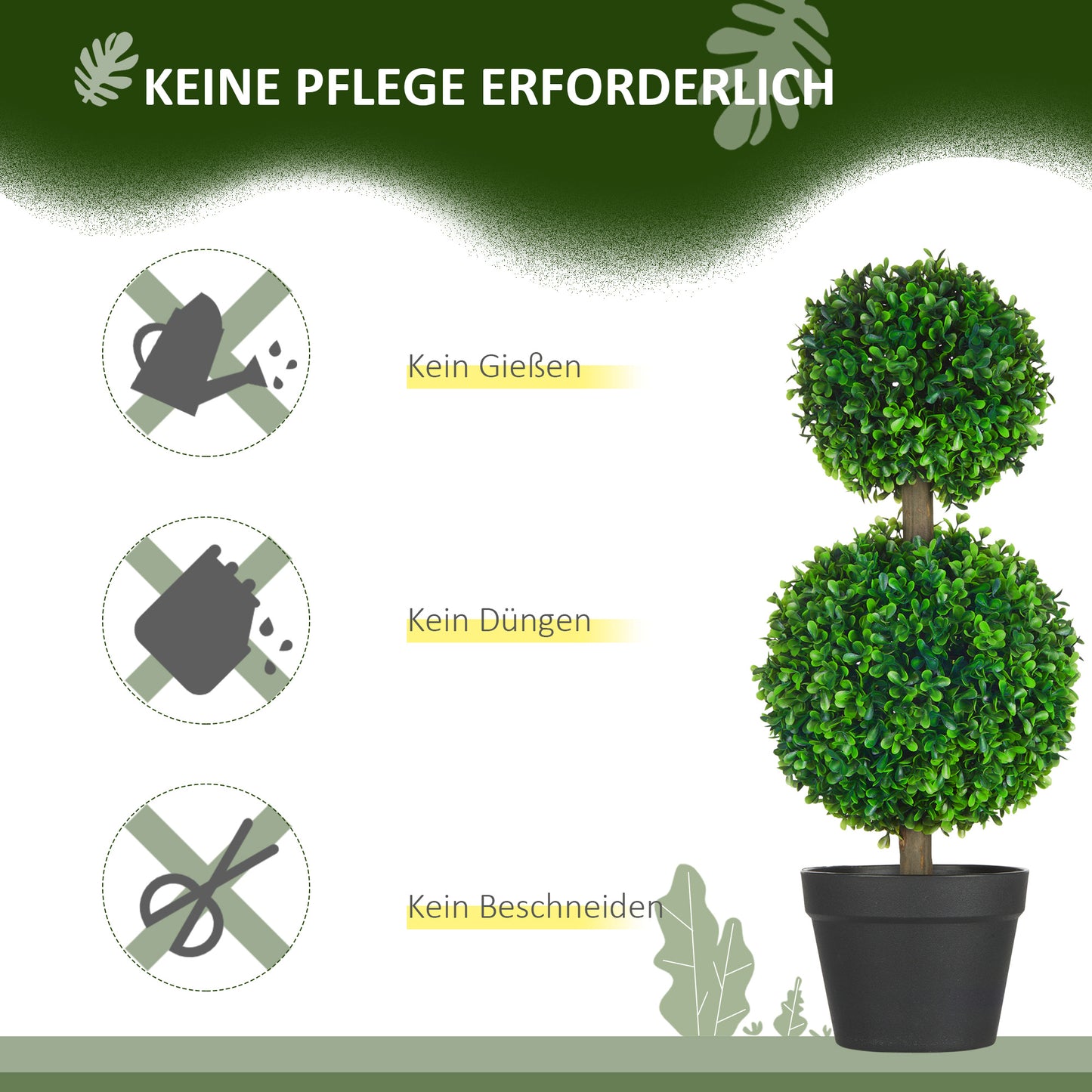 Kunststof Buxusbomen – Kunstbuxus – Nepbuxus – Sierstruik – Kunstplant – Groen – Onderhoudsvrij – Weerbestendig – 60 cm – Set van 2