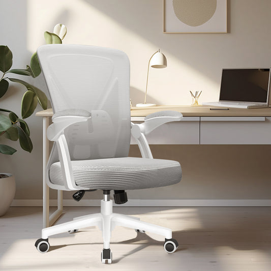 Aiidoits Ergonomic Office Chair with Breathable Mesh Back, Foldable Armrests And Adjustable Lumbar Support – Office Chair with Memory Foam Seat, Tilt Function, 360° Rotation And Stable 5-Roller Base – Height Adjustable A