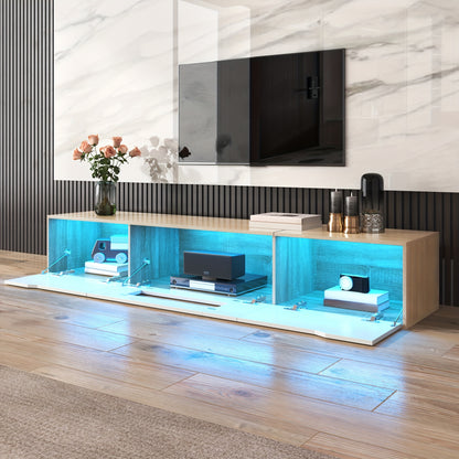 TV Stand, Entertainment Cabinet, High-Gloss TV Stand, Colour Scheme High-Gloss White And Wood, TV Stand Size 180 X 35 X 30 Cm