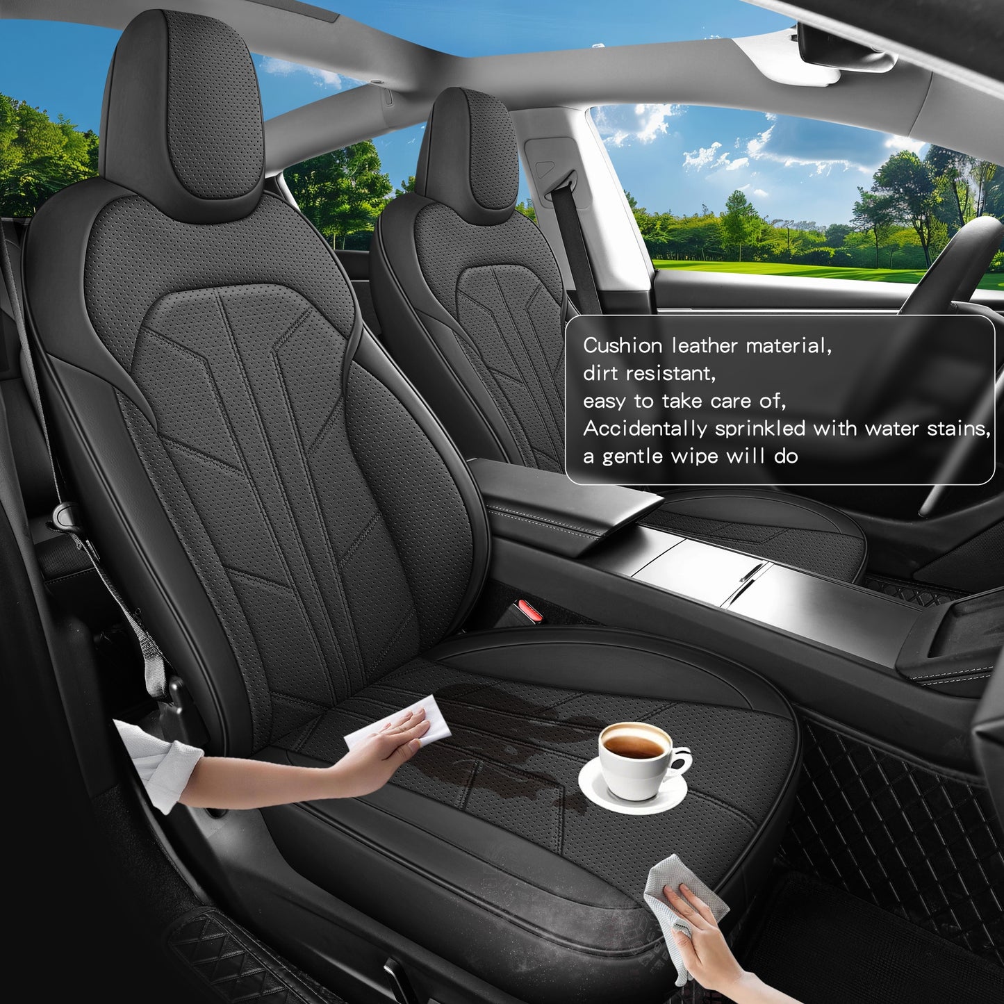Stoelbekleding – Stoelhoes – Autostoelbekleding – Autostoelhoes – Stoelbescherming – PU Leder – Ademend 3D-Honingraatmateriaal – Universele Pasvorm Voor Tesla 5-Zits