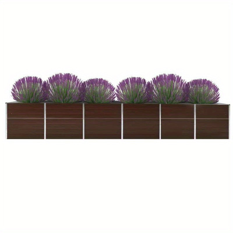 Verhoogde Plantenbak – Tuinbak – Bloembak – Moestuinbak – Kruidenbak – Gegalvaniseerd Staal – 480x80x77 cm – Lichtgewicht & Duurzaam – Marrone