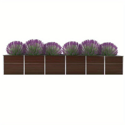 Verhoogde Plantenbak – Tuinbak – Bloembak – Moestuinbak – Kruidenbak – Gegalvaniseerd Staal – 480x80x77 cm – Lichtgewicht & Duurzaam – Marrone