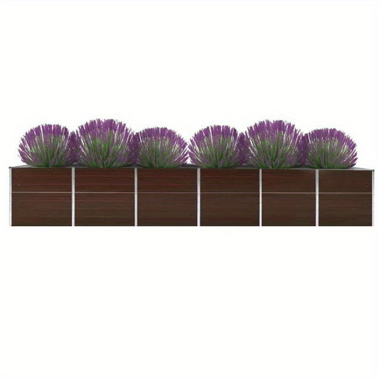 Verhoogde Plantenbak – Tuinbak – Bloembak – Moestuinbak – Kruidenbak – Gegalvaniseerd Staal – 480x80x77 cm – Lichtgewicht & Duurzaam – Marrone