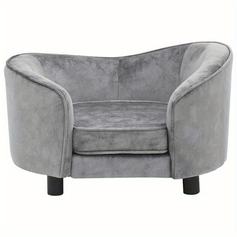 Hondenbankje – Hondenmand – Hondenkussen – Hondenbed – Sofa voor Honden – Grijs – Zacht Polyester – Comfortabele Vulling – Duurzaam – 69x49x40 cm